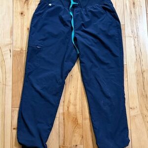 Figs Women's Navy Joggers with Teal Drawstring
